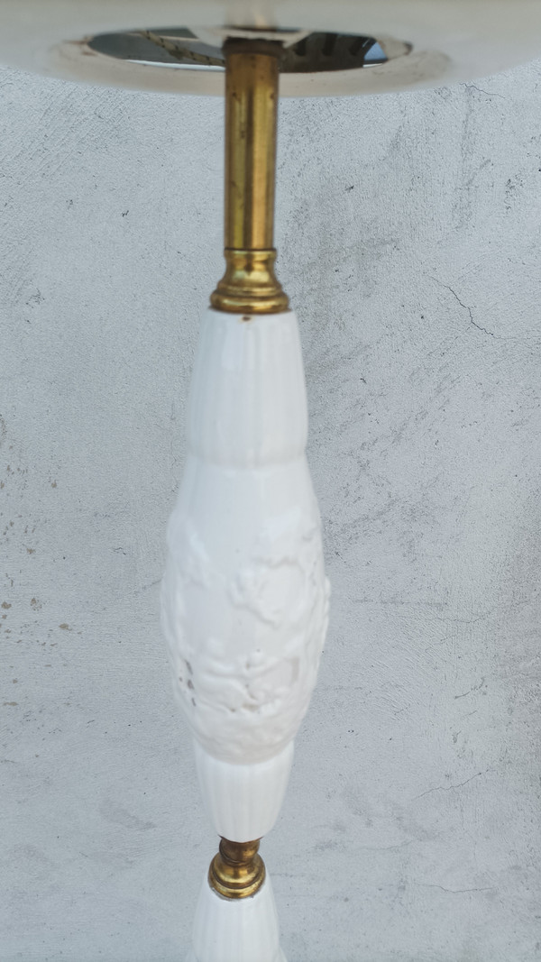 Halogen floor lamp from the 60s in marble ceramic and brass