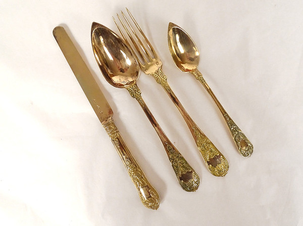Posate 4PZ Argento Vermeil Vecchio Vital-Antoine Cardeilhac Impero 19°