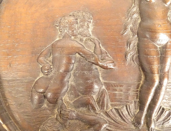 Paire Panneaux Bois Sculpté Toilette Naissance Vénus De Vinci Servet XXème