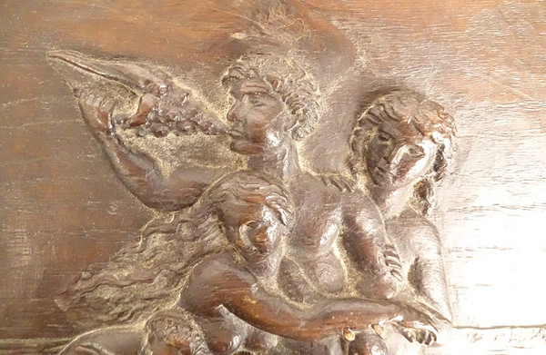 Paire Panneaux Bois Sculpté Toilette Naissance Vénus De Vinci Servet XXème