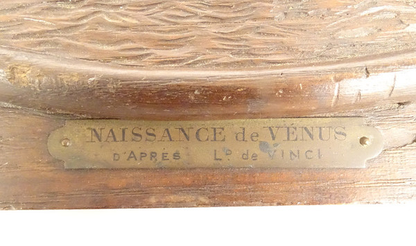 Paire Panneaux Bois Sculpté Toilette Naissance Vénus De Vinci Servet XXème