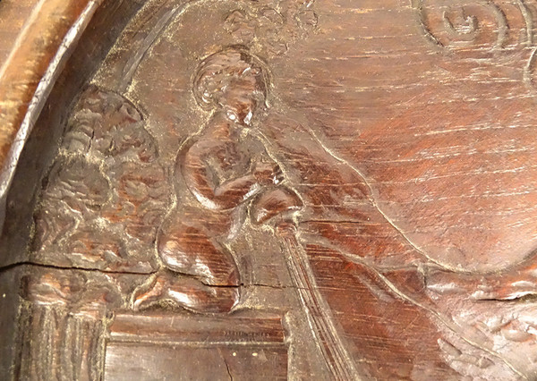 Paire Panneaux Bois Sculpté Toilette Naissance Vénus De Vinci Servet XXème
