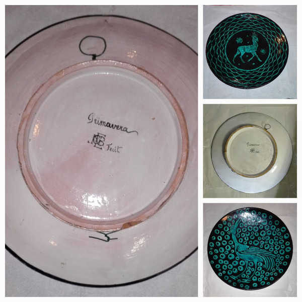 Pair of Émile Balon Blois factory dishes decorated by Églantine Lemaitre, daughter of Robert Houdin