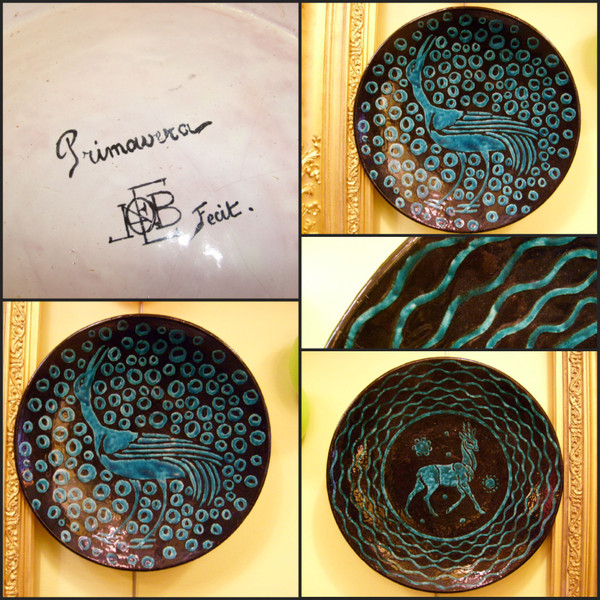 Pair of Émile Balon Blois factory dishes decorated by Églantine Lemaitre, daughter of Robert Houdin