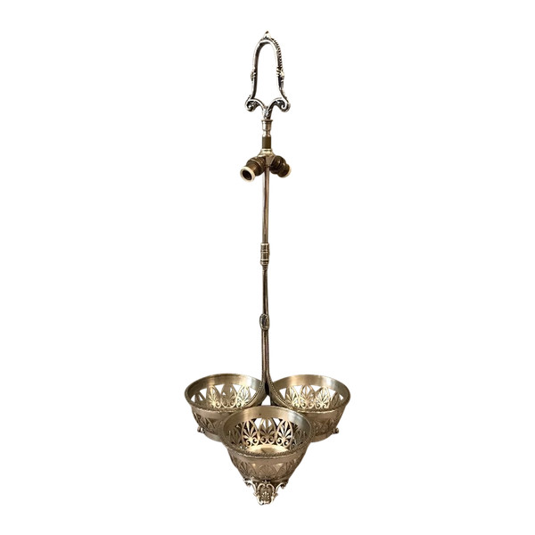 Lampada vintage in metallo argentato della fine del XIX secolo