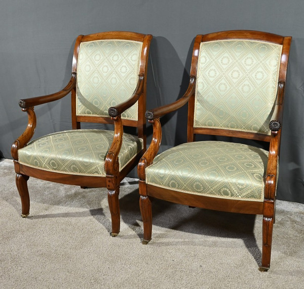 Coppia di Poltrone con Croci in Mogano, Epoca Restauro – Inizio XIX Secolo