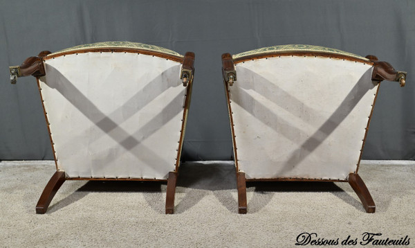Coppia di Poltrone con Croci in Mogano, Epoca Restauro – Inizio XIX Secolo