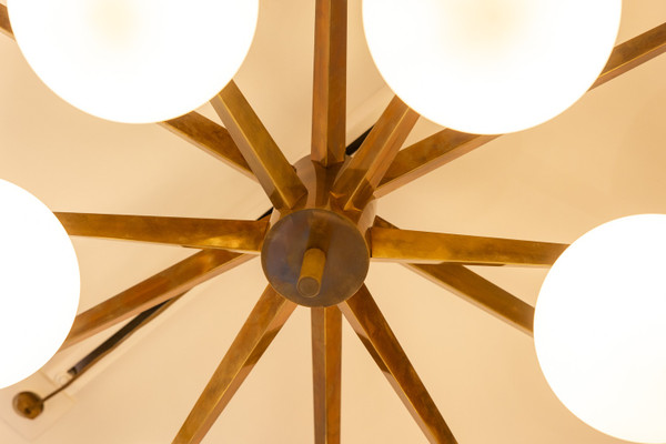 Angelo Lelli. Chandelier in brass and opaline. Contemporary. LS54392108A