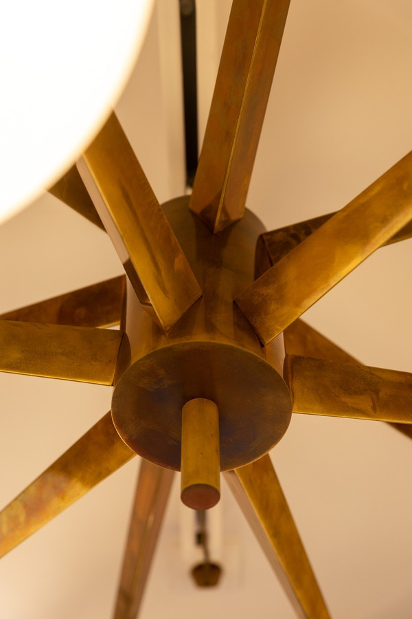 Angelo Lelli. Chandelier in brass and opaline. Contemporary. LS54392108A