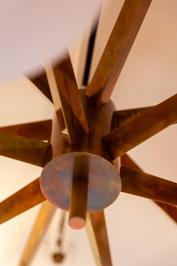 Angelo Lelli. Chandelier in brass and opaline. Contemporary. LS54392108A