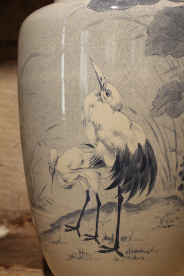 Large earthenware vase from Lunéville (Keller and Guérin) circa 1900-1920