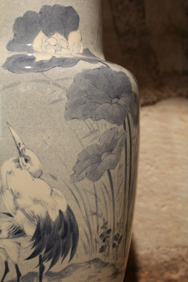 Large earthenware vase from Lunéville (Keller and Guérin) circa 1900-1920