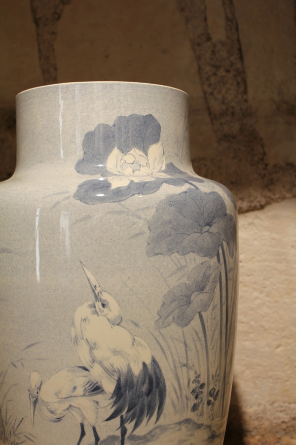 Large earthenware vase from Lunéville (Keller and Guérin) circa 1900-1920