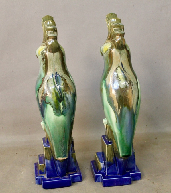 Paire De Cacatoès Art Deco Onnaing