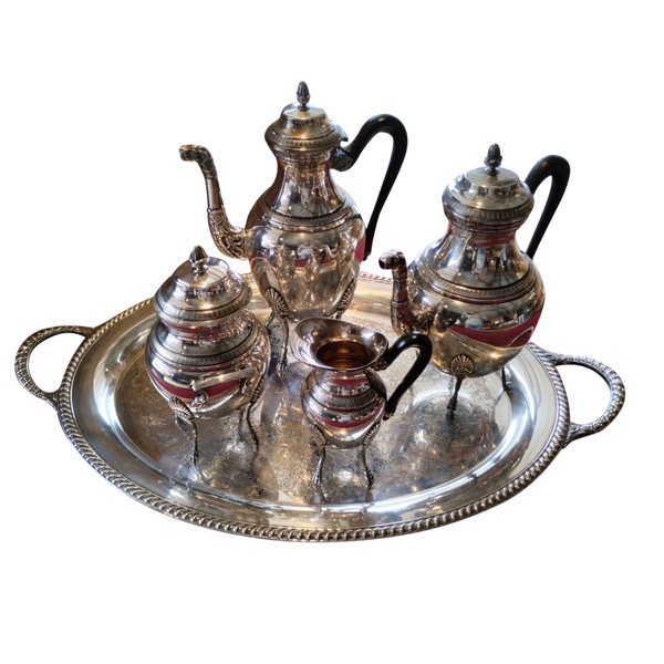 Coffee And Tea Service - Silver Metal - Empire - Late 19th Century.