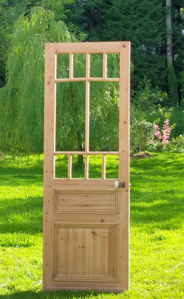 Series Of 6 Old Glass Doors Showcase Library Partition