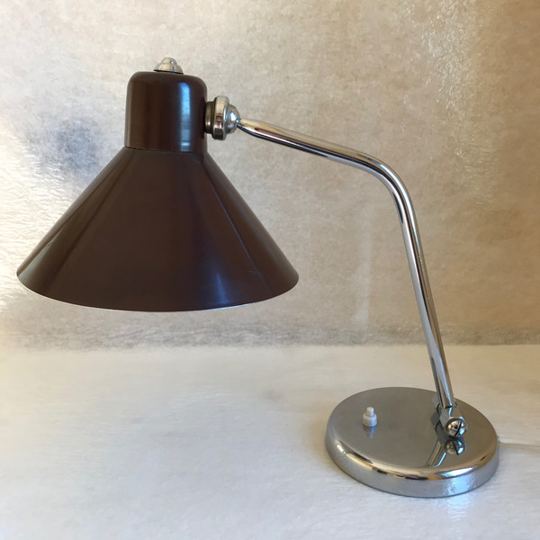 Schreibtischlampe aus Metall und Chrom, Italien 1950er Jahre