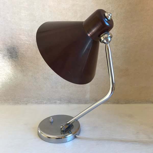 Schreibtischlampe aus Metall und Chrom, Italien 1950er Jahre