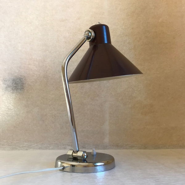 Schreibtischlampe aus Metall und Chrom, Italien 1950er Jahre