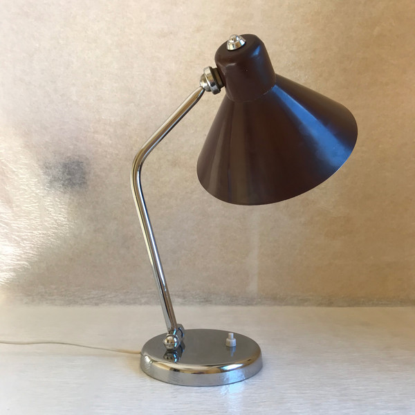 Schreibtischlampe aus Metall und Chrom, Italien 1950er Jahre