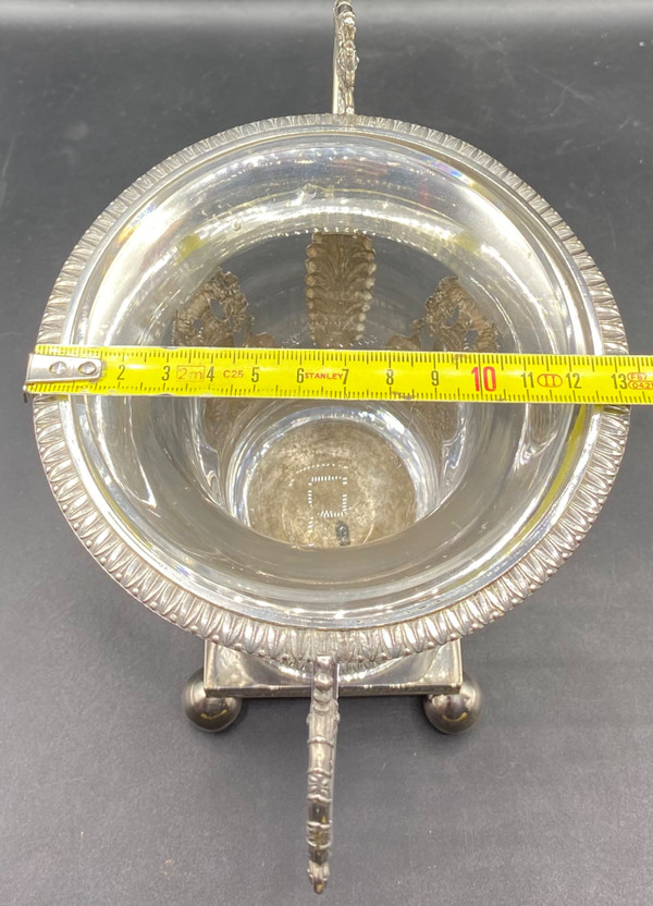 COPPA IN ARGENTO CON VECCHIO E CRISTALLO, FRANCESE 1819/38
