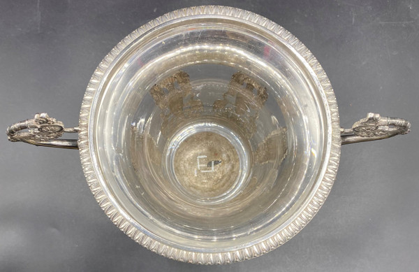 COPPA IN ARGENTO CON VECCHIO E CRISTALLO, FRANCESE 1819/38