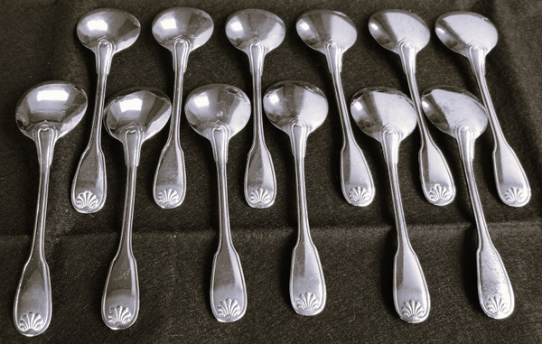 12 individual Ravinet Denfert ice cream spoons Shell model