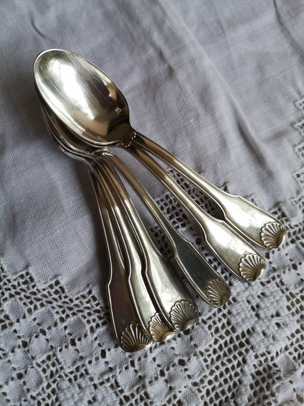6 silver-plated mocha spoons shell model goldsmith Orbrille