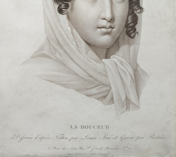 La Douceur Gravure d'Après Lemire époque Empire Portrait De Femme 19ème