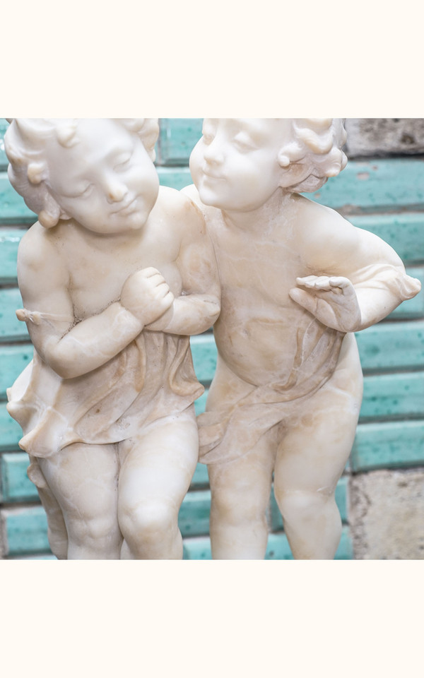COPPIA DI BAMBINI marmo alabastro