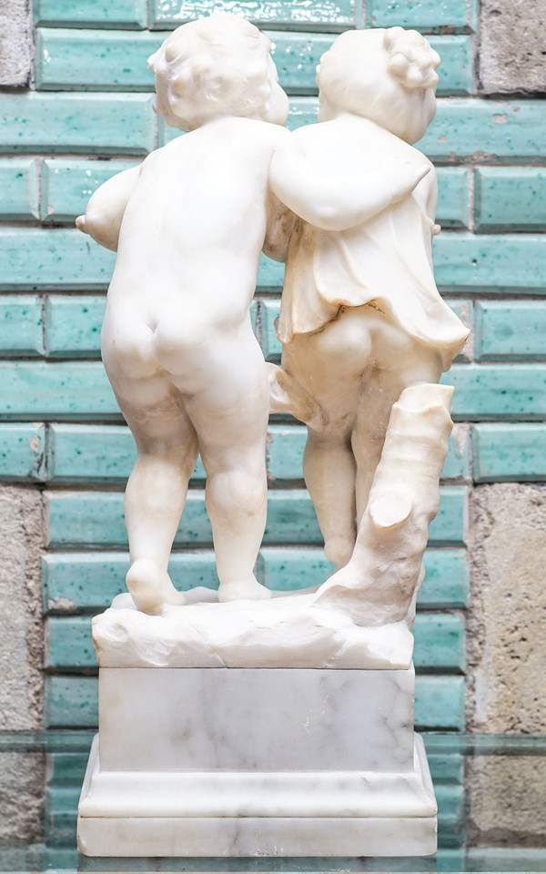 COPPIA DI BAMBINI marmo alabastro