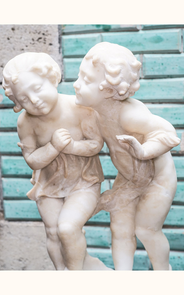 COPPIA DI BAMBINI marmo alabastro