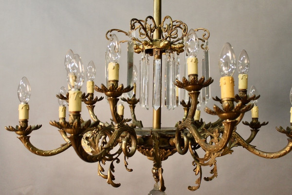 Lampadario in bronzo con 16 fari