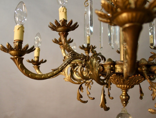 Lampadario in bronzo con 16 fari