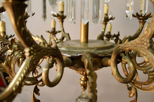Lampadario in bronzo con 16 fari