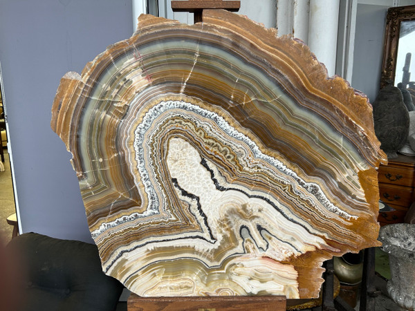 Importante Tranche D’agate - Dimensions H 118 X L 134 Cm Minéraux Décoratif 