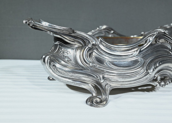 Blumenkasten aus versilberter Bronze, Victor Saglier, Jugendstil - Ende XIX.