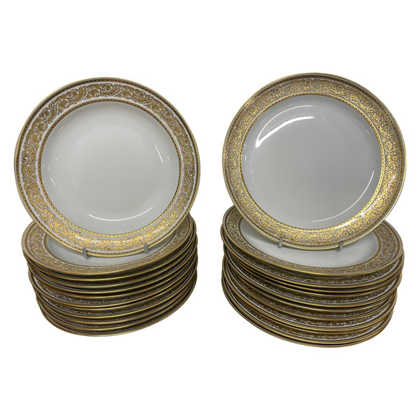 Bernardaud - Set di 24 piatti d'oro in porcellana di Limoges