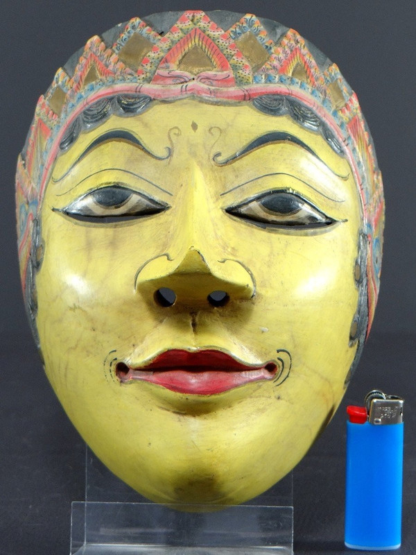 Indonesia, Java Island, Mid 20th century, Wayang Topeng Polychrome Wooden Theater Mask.