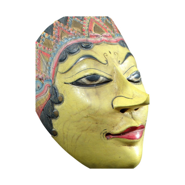 Indonesia, Java Island, Mid 20th century, Wayang Topeng Polychrome Wooden Theater Mask.