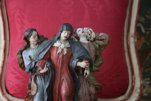 Groupe de femmes, terre cuite, Italie XVIIIes