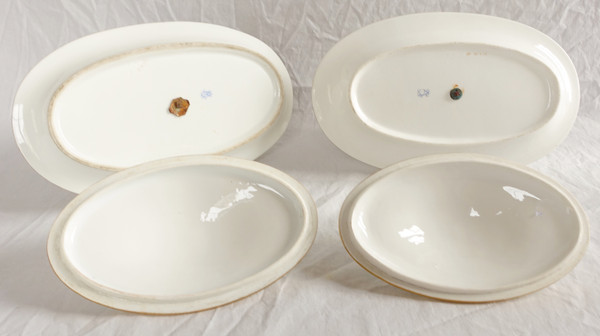 Pair of white and gold Sèvres porcelain sauce boats from the early 19th century - 1820 - signed