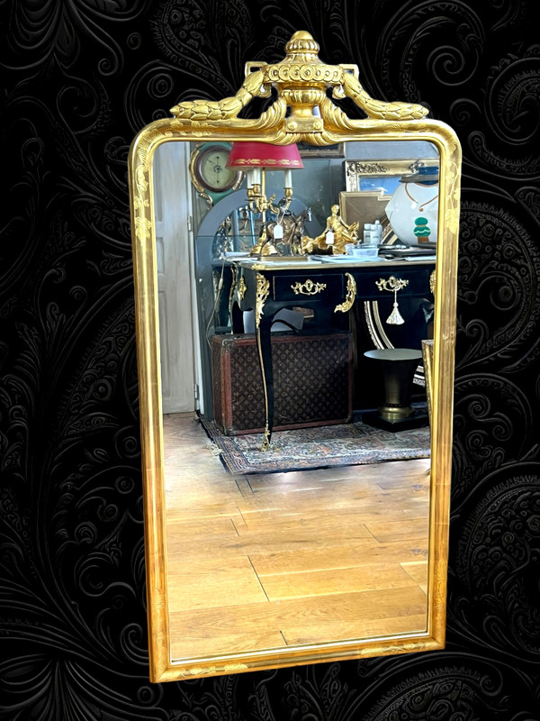 ANTIQUE ALSATIAN MIRROR IN GILDED WOOD (SUPERB GOLD GILDING) FROM THE 50'S