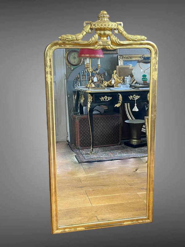 ANTIQUE ALSATIAN MIRROR IN GILDED WOOD (SUPERB GOLD GILDING) FROM THE 50'S