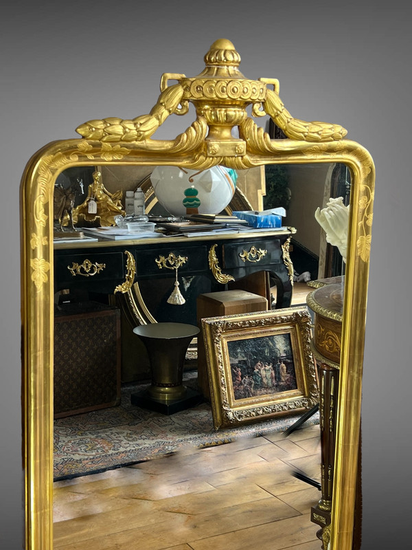 ANTIQUE ALSATIAN MIRROR IN GILDED WOOD (SUPERB GOLD GILDING) FROM THE 50'S