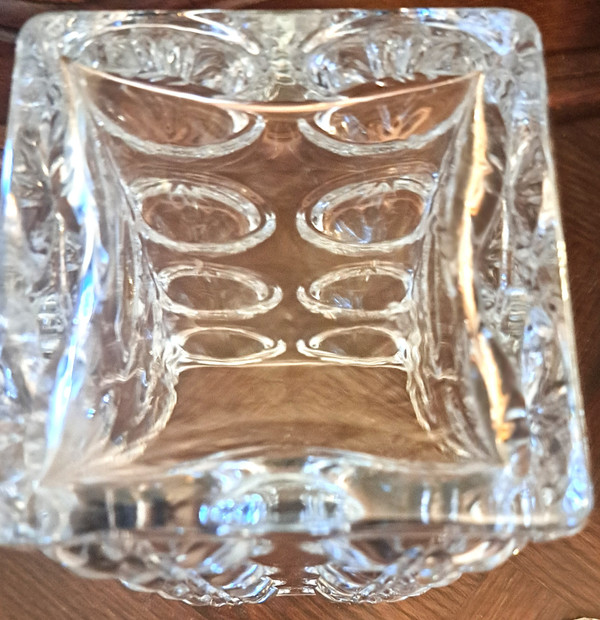 Transparente quadratische Vase aus Kristall Frankreich aus den 1970er Jahren