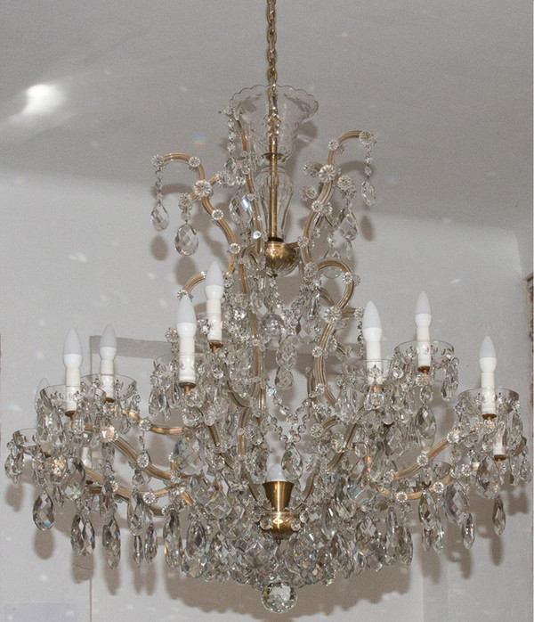 Grande lampadario Marie-Thérèse in cristallo di Boemia anni '20