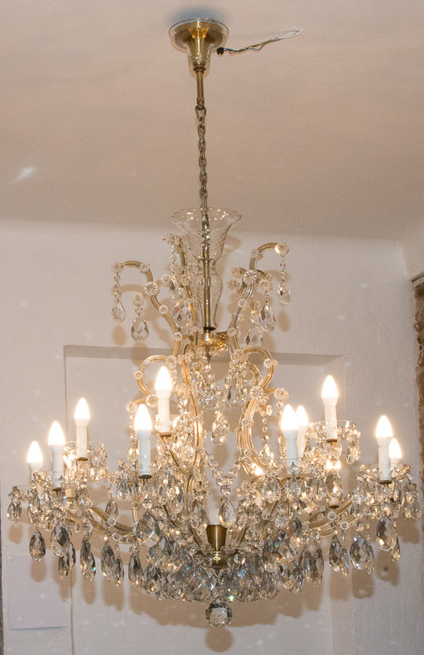 Grande lampadario Marie-Thérèse in cristallo di Boemia anni '20