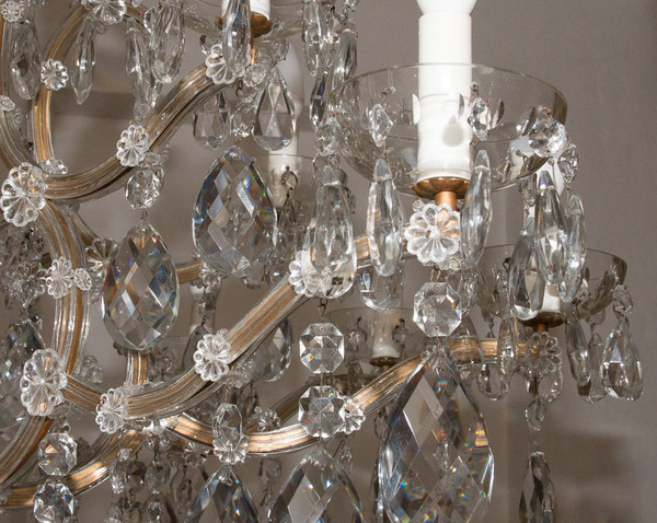 Grande lampadario Marie-Thérèse in cristallo di Boemia anni '20