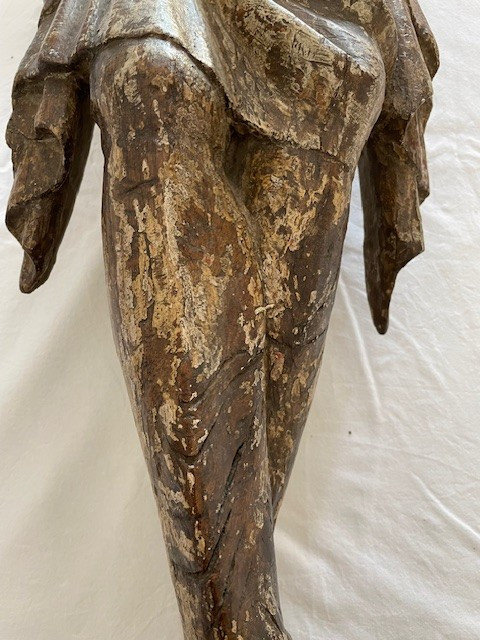 imposing carved and polychromed oak christ.